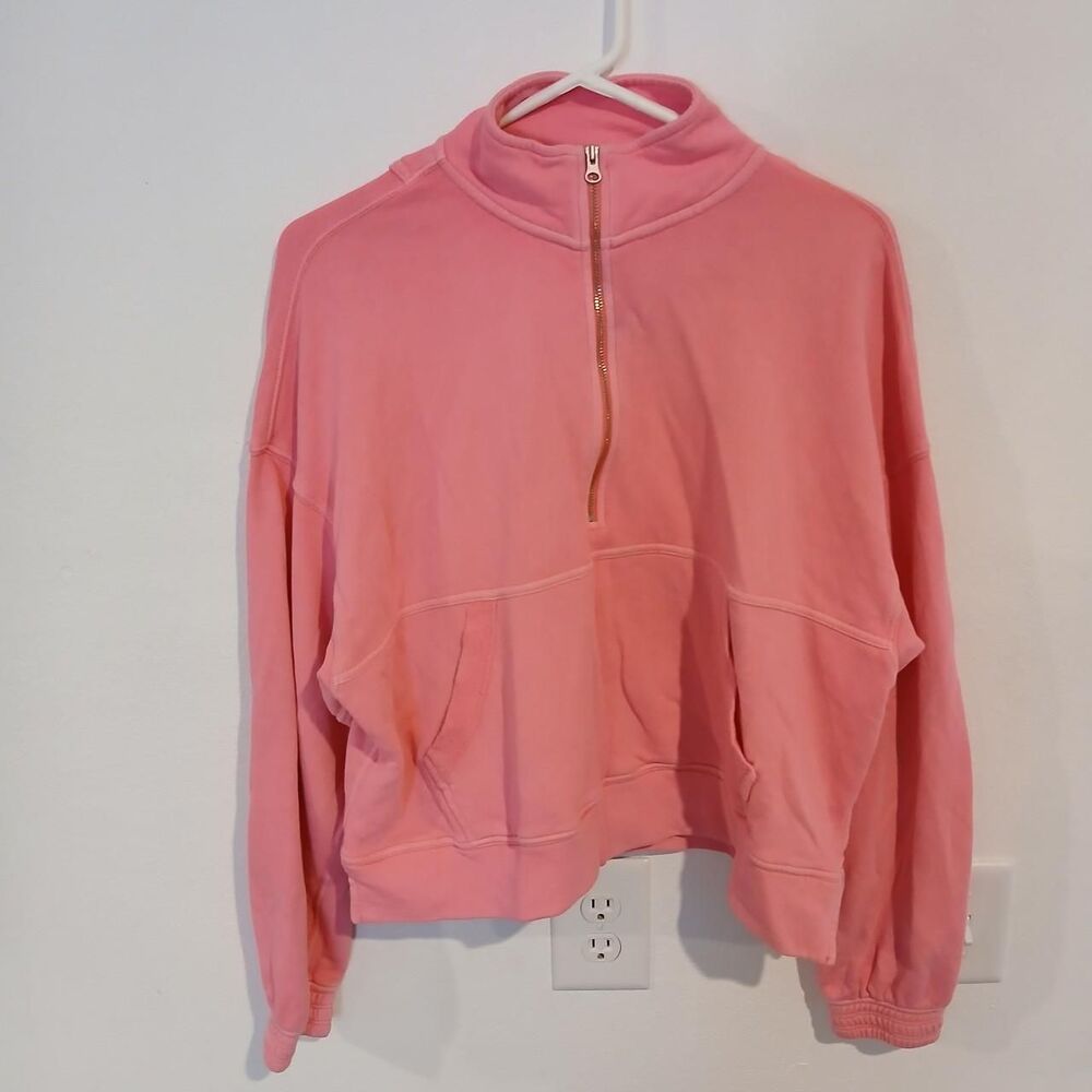 Aerie Women's Pink Slouchy Oversized Cropped Sweatshirt Size Small
